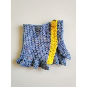 Handmade Blue and Yellow Crocheted Neckwarmer Scarf
